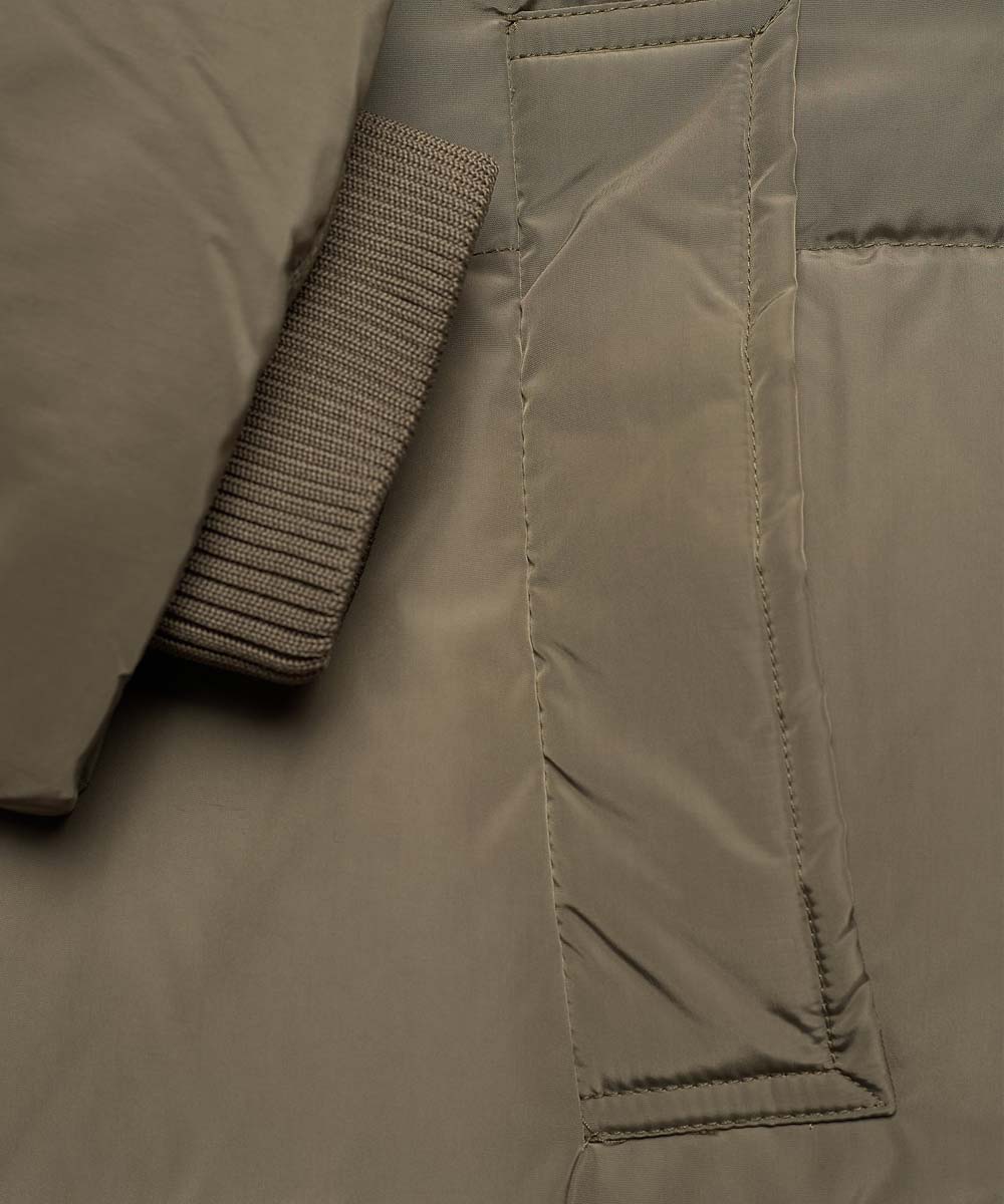 Mens Burnt Olive Long Coat Jacket men detail view 3 | Dash Racegear — Mens Burnt Olive Long Coat