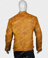 John Tan Brown Leather Jacket Leather Jacket unisex detail view 4 | Dash Racegear — John Zipper Tan Brown Leather Jacket