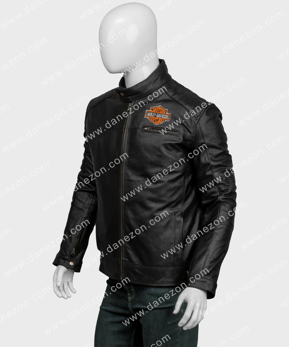 Mens Legend Harley Davidson Black Leather Jacket Biker Jacket men detail view 2 | Dash Racegear — Mens Legend Harley Davidson Leather Motorcycle Jacket