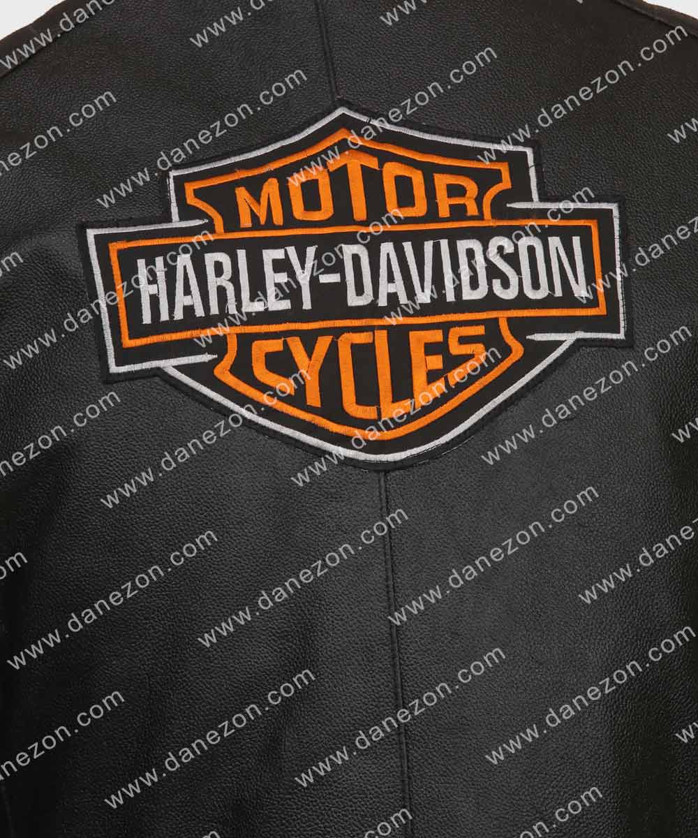 Mens Legend Harley Davidson Black Leather Jacket Biker Jacket men detail view 4 | Dash Racegear — Mens Legend Harley Davidson Jacket