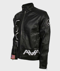 Mens Black Leather Love Jacket Jacket men detail view 3 | Dash Racegear — Mens Black Love Cafe Racer Jacket