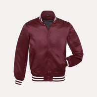 Mens Maroon Varsity Jacket Varsity Jacket men front product view | Dash Racegear — Maroon Varsity Jacket