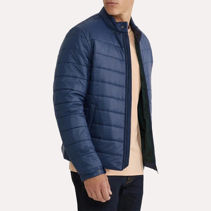 Mens Navy Blue Puffer Jacket Puffer Jacket men detail view 2 | Dash Racegear — Winter Puffer Jacket in Navy Blue