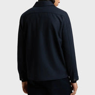 Mens Navy Blue Wool Overshirt Jacket men detail view 3 | Dash Racegear — Mens Navy Blue Wool Overshirt For Sale
