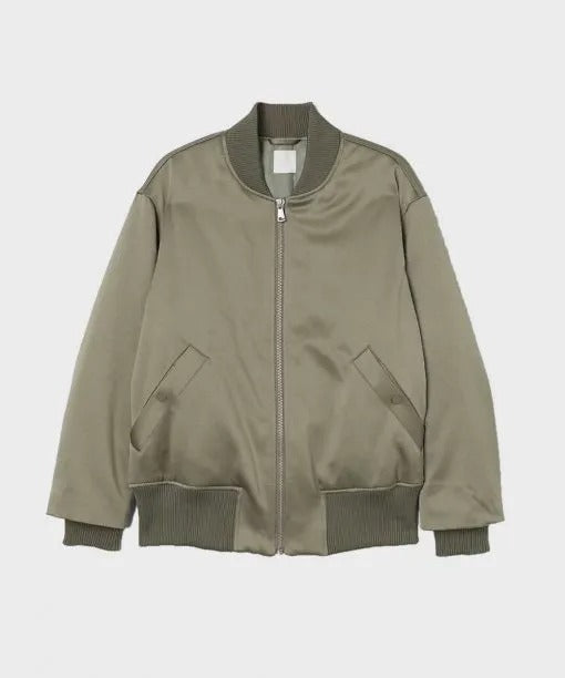 Mens Olive Grey Bomber Jacket Bomber Jacket men front product view | Dash Racegear — Mens Olive Grey Bomber Jacket