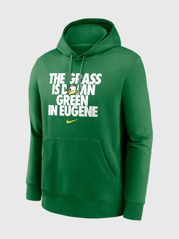 Nike Oregon Ducks Grass Is Green Hoodie Hoodie unisex detail view 2 | Dash Racegear — Grass Is Green Club Fleece Hoodie keeps fans comfy while representing Oregon Ducks pride in vibrant green.