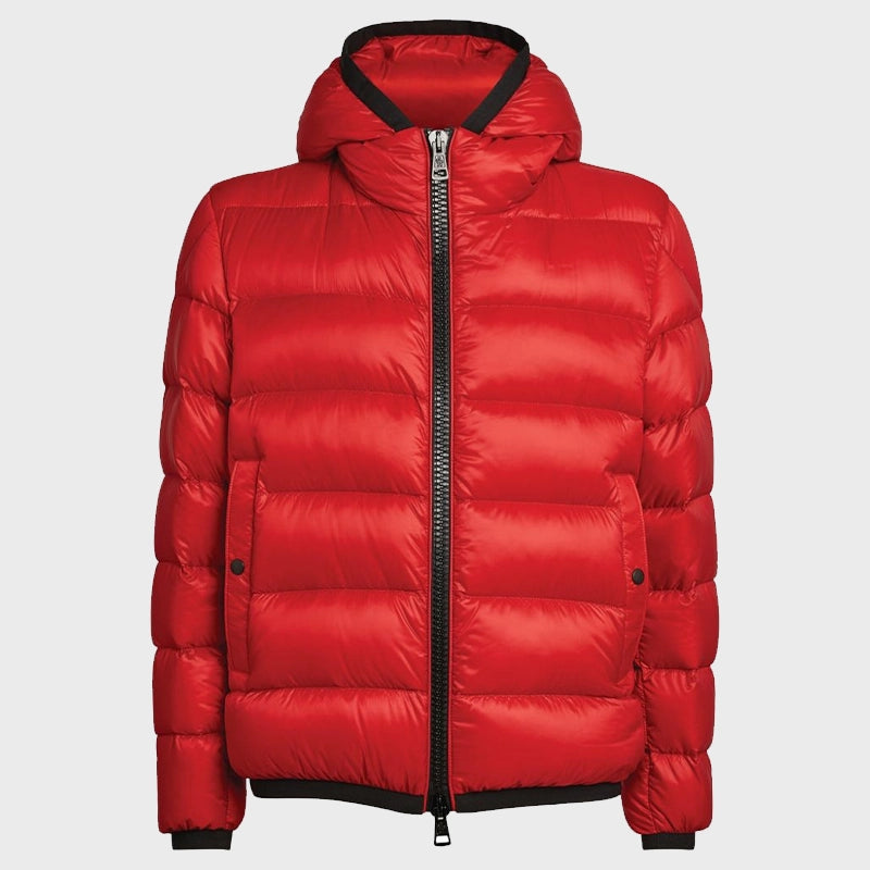 Mens Red Puffer Hooded Jacket Leather Jacket unisex detail view 3 | Dash Racegear — Men’s Red Hooded Parachute Puffer Jacket