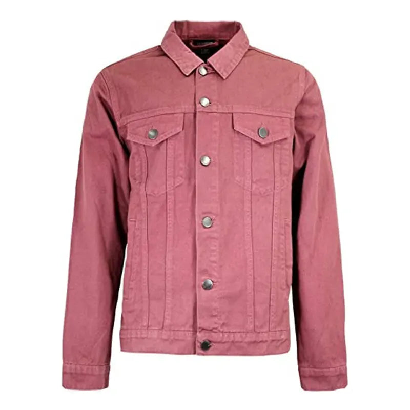 Pink Denim Jacket for Mens Outfits Denim Jacket men front product view | Dash Racegear — Pink Denim Jacket for mens
