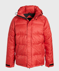Mens Puffer Red Jacket Puffer Jacket men front product view | Dash Racegear — Mens Red Parachute Puffer Winter Jacket