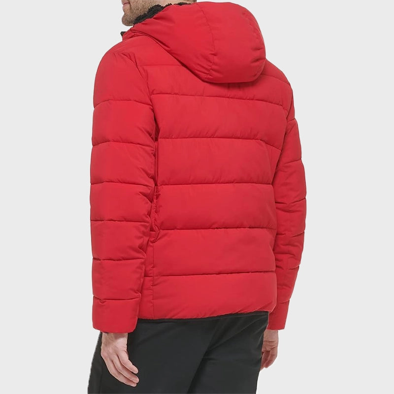 Men’s Puffer Red Jacket Puffer Jacket unisex detail view 4 | Dash Racegear — Men's Puffer Jacket Red