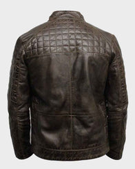 Mens Café Racer Quilted Design Brown Jacket Jacket men detail view 2 | Dash Racegear — Mens Café Racer Quilted Design Brown Jacket