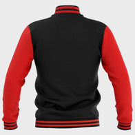 Mens Red And Black Varsity Jacket Varsity Jacket unisex detail view 2 | Dash Racegear — Mens Red And Black Varsity Jacket