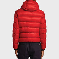 Mens Red Puffer Hooded Jacket Leather Jacket unisex detail view 2 | Dash Racegear — Mens Red Puffer Hooded Jacket