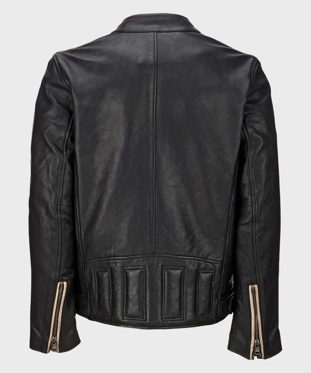 Mens Vintage Café Racer Black Retro Jacket Jacket men detail view 2 | Dash Racegear — Mens Vintage Retro Café Racer Jacket