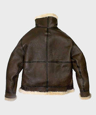Womens Aviator Brown Shearling Leather Jacket Leather Jacket women detail view 3 | Dash Racegear — Aviator Brown Shearling Fur Leather Jacket