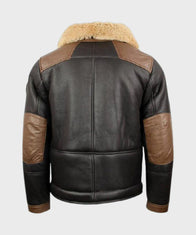 Mens Shearling Brown B3 Bomber Jacket Bomber Jacket men detail view 2 | Dash Racegear — Mens Chocolate Black B3 Shearling Leather Jacket