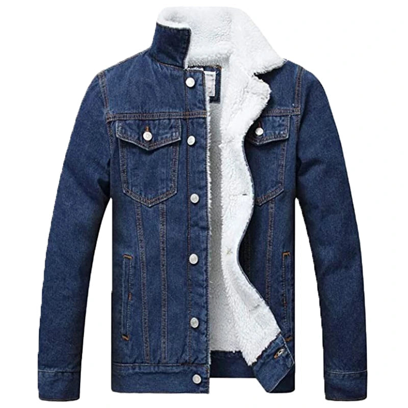 Mens Sherpa Denim Jacket Denim Jacket men front product view | Dash Racegear — Mens Sherpa Denim Jacket