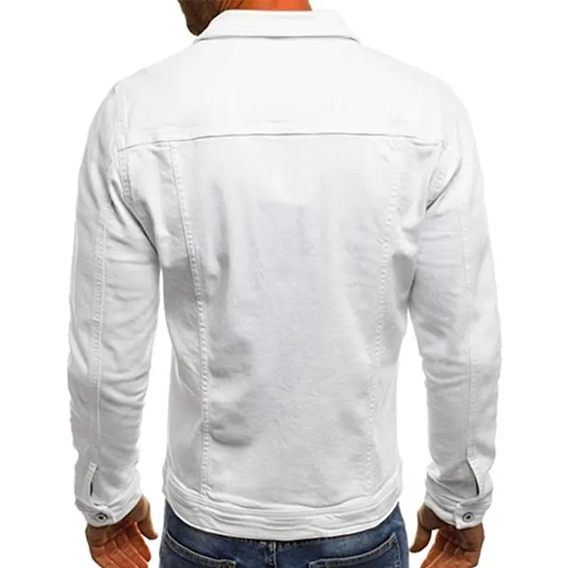 Mens White Denim Jacket Denim Jacket men detail view 2 | Dash Racegear — Mens White Denim jean Jacket