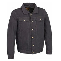 Mens Shirt Style Collar Grey Denim Jacket Denim Jacket men front product view | Dash Racegear — Grey Denim Jacket Shirt Style Collar