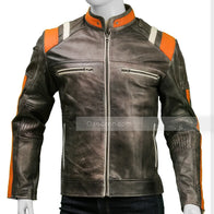 Cafe Racer Skull Jacket Jacket unisex front product view | Dash Racegear — harley davidson skull cafe racer leather jacket
