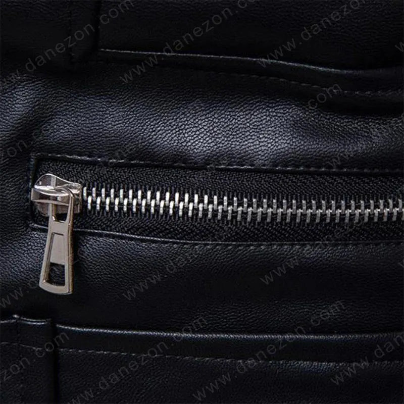 Mens Padded Slim Fit Biker Leather Jacket Leather Jacket men detail view 5 | Dash Racegear — Biker Mens Padded Slim Fit Leather Jacket