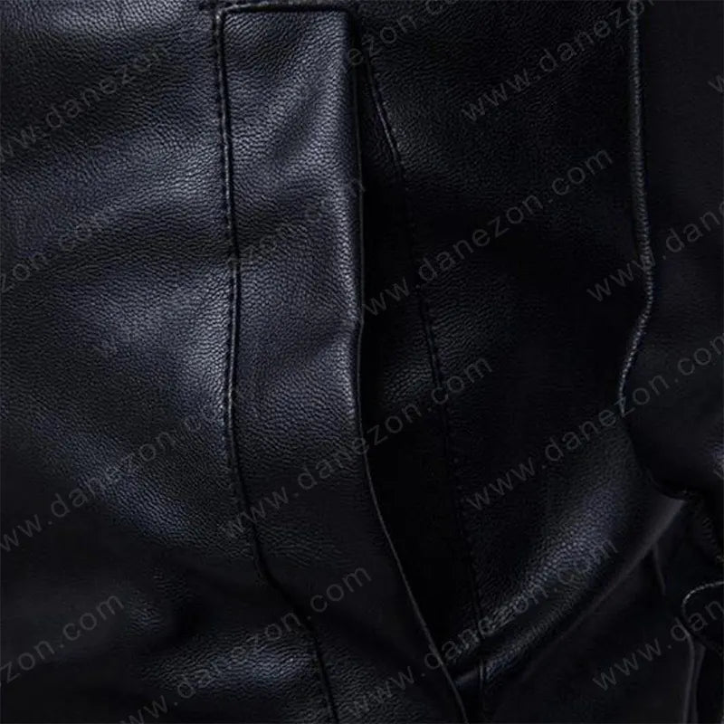 Mens Padded Slim Fit Biker Leather Jacket Leather Jacket men detail view 4 | Dash Racegear — Men's Biker Leather Slim-Fit Padded Black Jacket