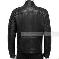Men’s Black Biker Slim Fit Leather Jacket Leather Jacket men detail view 3 | Dash Racegear — Slim fit Black Biker Mens Leather Jacket