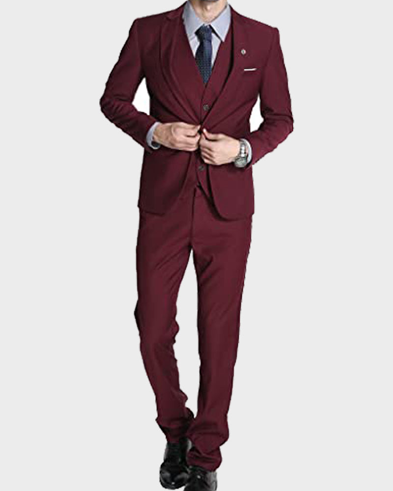 Mens Slimfit Maroon Suit Fashion Apparel men front product view | Dash Racegear — Gentleman Maroon Suit for Mens