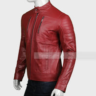 Men’s Slimfit Red Biker Leather Jacket Biker Jacket men detail view 2 | Dash Racegear — Slim Fit Red Leather Biker Jacket Mens
