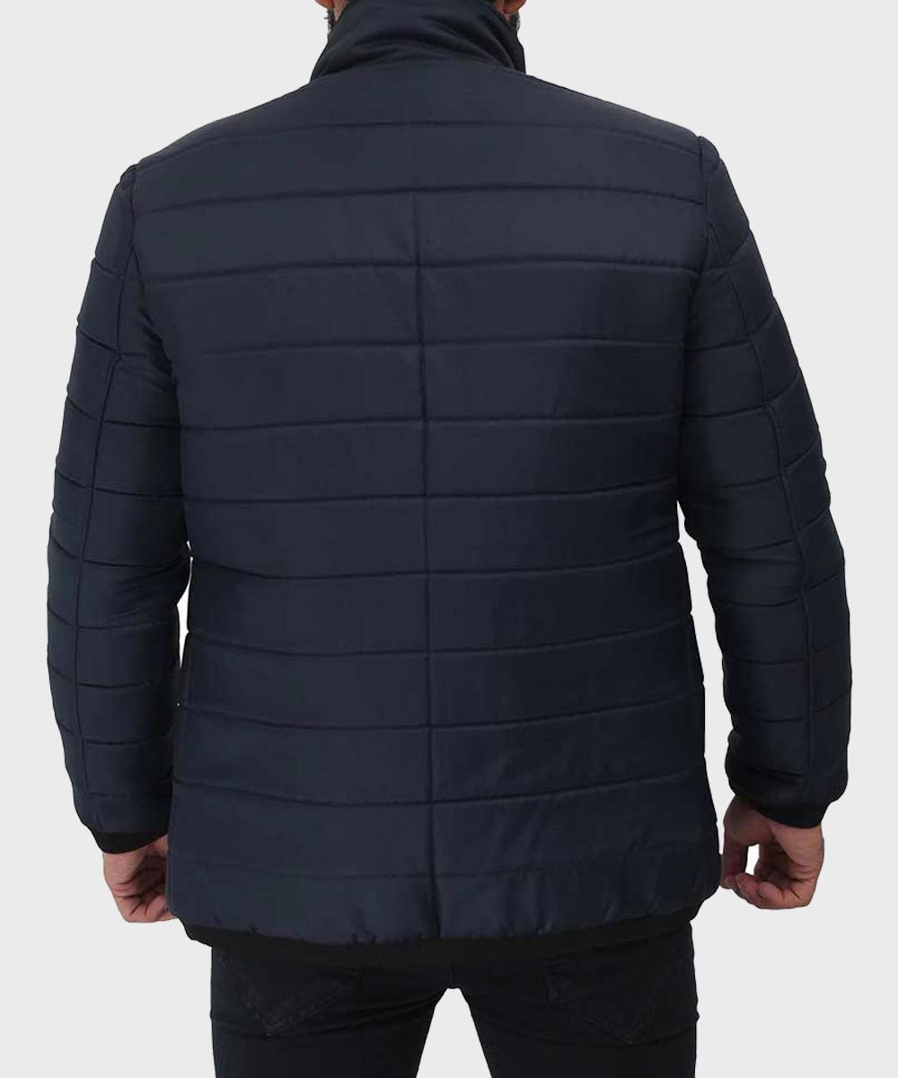 Mens Puffer Dark Blue Jacket Puffer Jacket men detail view 2 | Dash Racegear — Dark Blue Mens Stylish Puffer Jacket