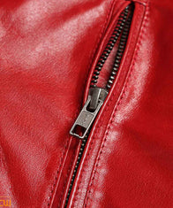 Mens Shearling Red Leather Jacket Leather Jacket men detail view 2 | Dash Racegear — Red Shearling Mens Leather Jacket