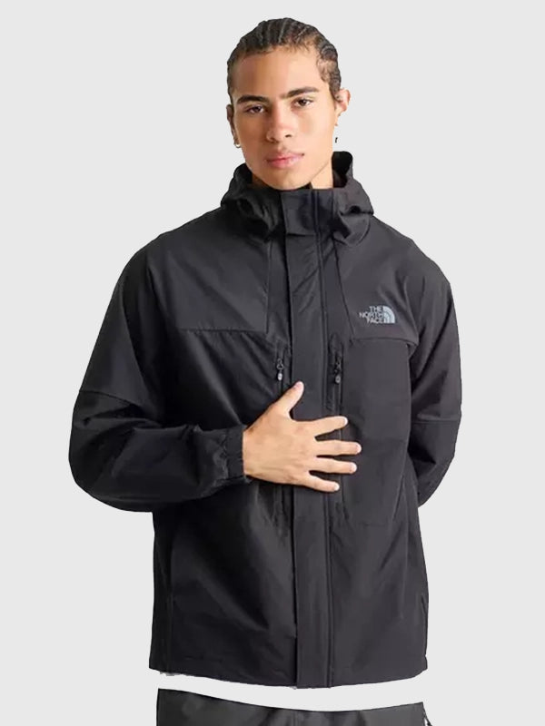 North Face Trishull Jacket Jacket unisex front product view | Dash Racegear — Trishull Woven black jacket from The North Face with full zip closure and simple outdoor-inspired style.