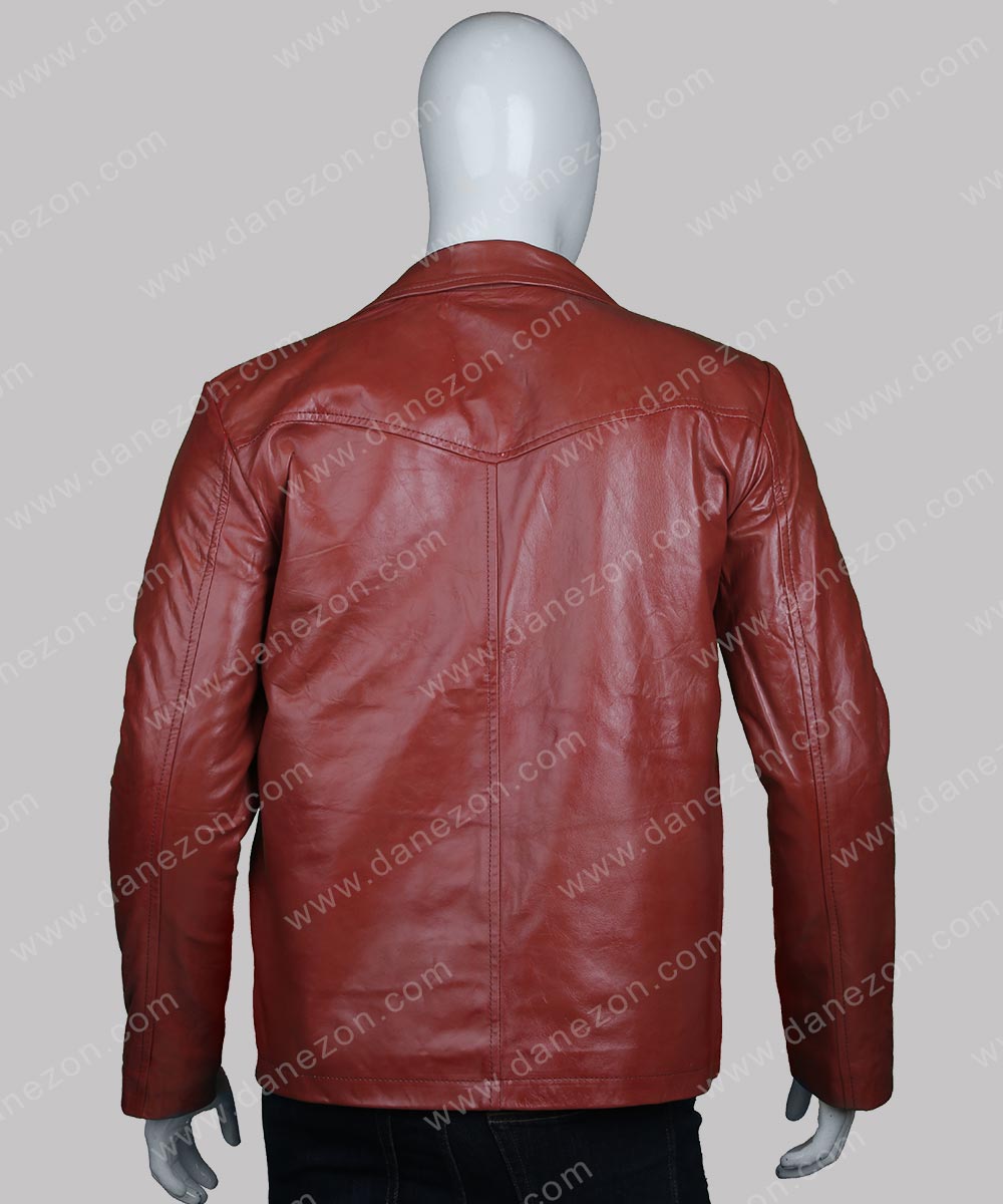 Men’s Classic Two Button Brown Leather Blazer Blazer men detail view 4 | Dash Racegear — Mens Brown Leather Blazer