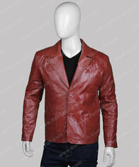 Men’s Classic Two Button Brown Leather Blazer Blazer men front product view | Dash Racegear — Men’s Two Button Brown Leather Blazer