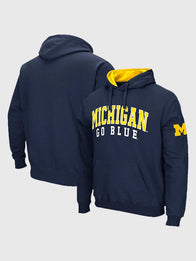 University of Michigan Hoodie Hoodie unisex front product view | Dash Racegear — Men’s Navy Blue University of Michigan Wolverines Hoodie, soft fleece with bold team logo for game-day pride.