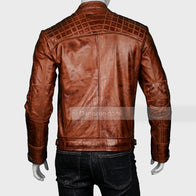 Mens Distressed Vintage Brown Cafe Racer Leather Jacket Biker Jacket men detail view 5 | Dash Racegear — Mens Vintage Brown Cafe Racer Leather Jacket