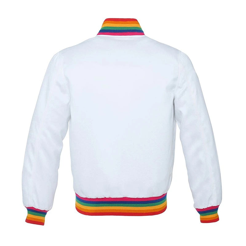 Men’s White Varsity Jacket Varsity Jacket men detail view 2 | Dash Racegear — White Varsity Jacket