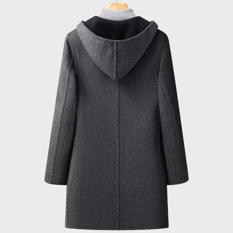 Men’s Wool Hooded Mid-length Coat Coat unisex detail view 2 | Dash Racegear — Men's Wool Hooded Mid-length Coat