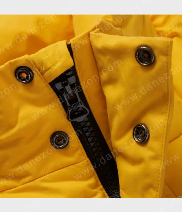 Mens Yellow Puffer Jacket Puffer Jacket men detail view 3 | Dash Racegear — Mens Yellow Light weight Puffer Jacket