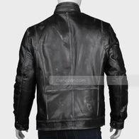 Mens Black Zipper Pocket Leather Jacket Leather Jacket men detail view 5 | Dash Racegear — Zipper Pocket Black Leather Jacket for Mens Outfits