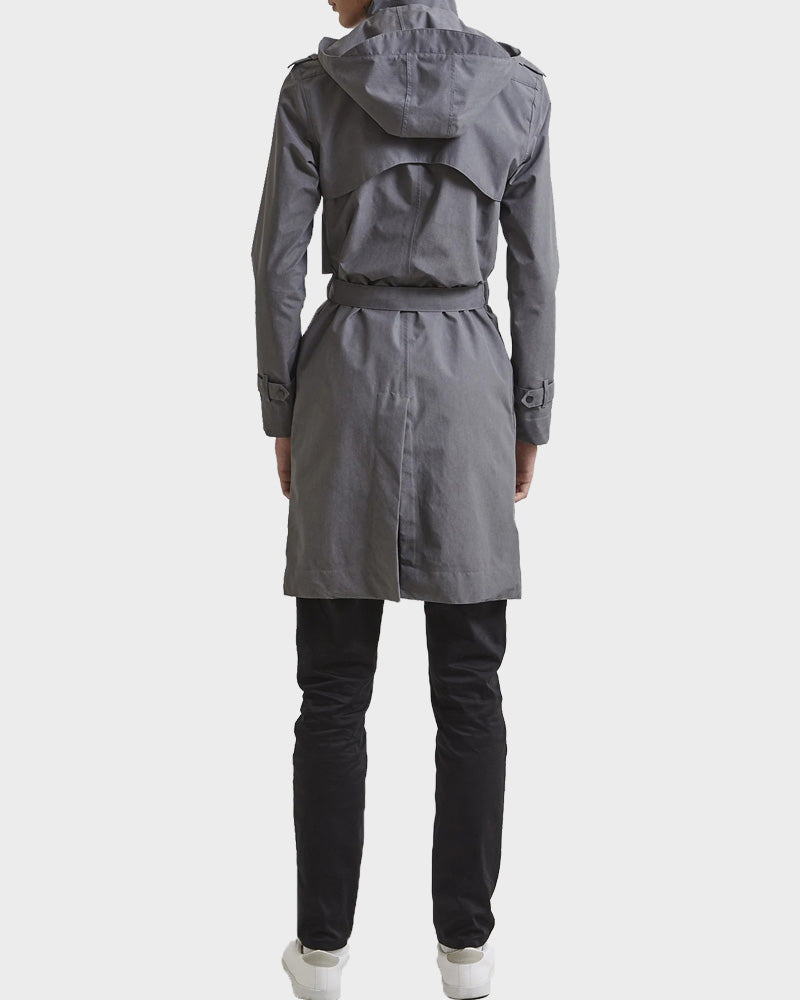 Mens Grey Zipper Trench Coat Coat men detail view 3 | Dash Racegear — Grey Zipper Raincoat for Men