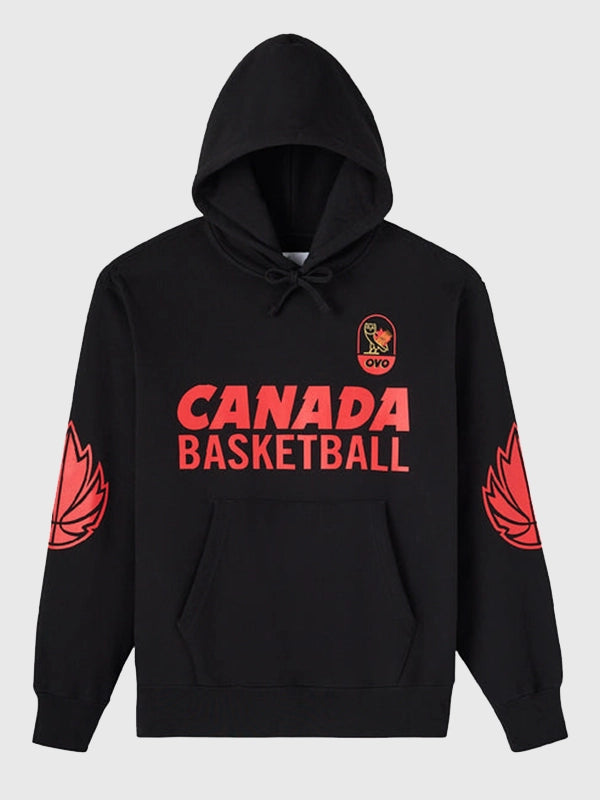 OVO Canada Basketball Hoodie Hoodie unisex detail view 2 | Dash Racegear — October’s Very Own 2026 Canada Basketball Black Fleece Pullover Hoodie delivers cozy layering for dedicated hardwood followers