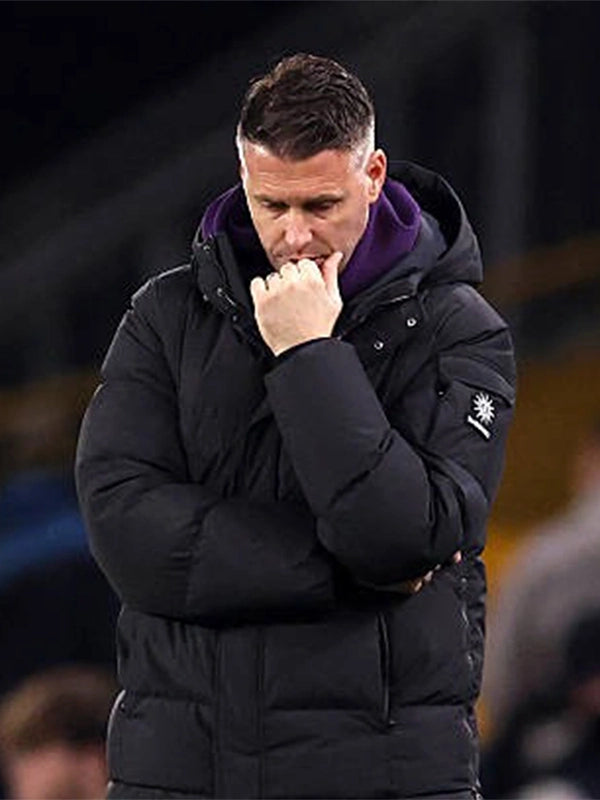 Rob Edwards Wolverhampton Wanderers Hooded Puffer Jacket Puffer Jacket unisex detail view 2 | Dash Racegear — Wolverhampton Wanderers Rob Edwards hooded puffer jacket offering lightweight insulation and sleek sporty styling.