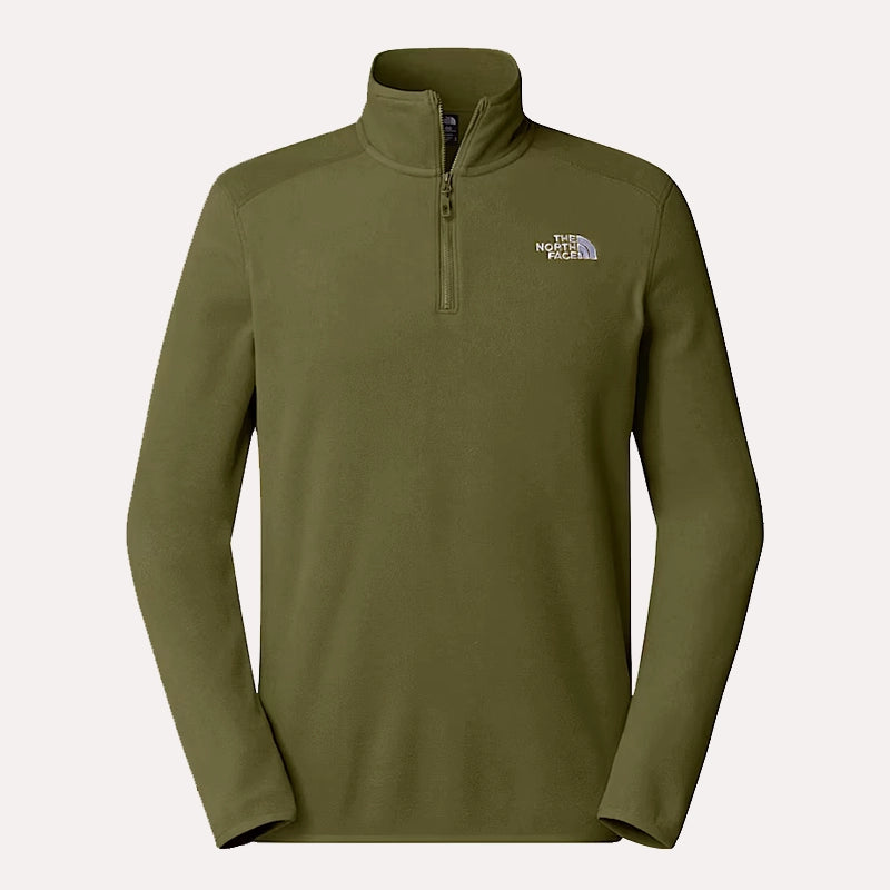 The North Face Glacier 1/4-Zip Green Fleece Jacket Jacket unisex front product view | Dash Racegear — Green Outerwear – Lightweight Glacier Fleece by North Face