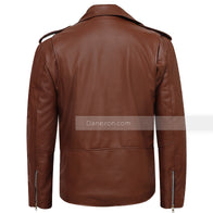 Mens Brown Motorcycle Leather Jacket Leather Jacket men detail view 3 | Dash Racegear — Mens Motorcycle Brown Leather Jacket