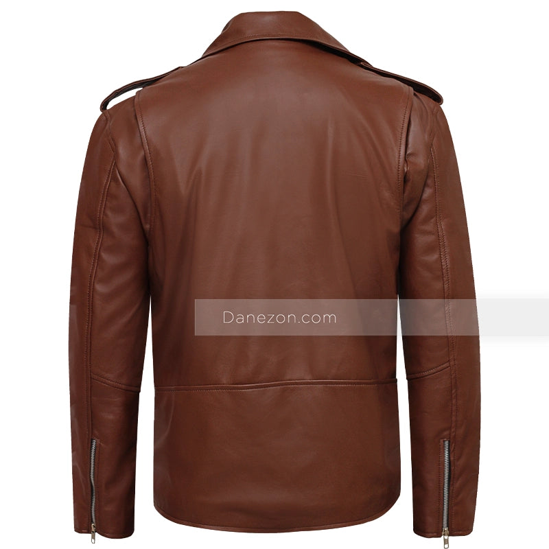 Mens Brown Motorcycle Leather Jacket Leather Jacket men detail view 3 | Dash Racegear — Mens Motorcycle Brown Leather Jacket