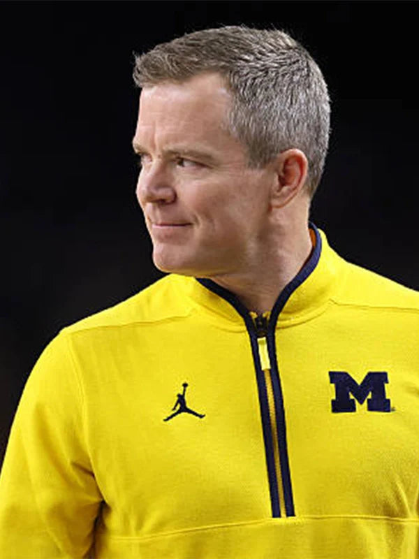 Dusty May Wolverines Quarter-Zip Pullover Jacket Jacket unisex detail view 3 | Dash Racegear — Coach Dusty May Michigan Wolverines Victory quarter-zip in yellow, sleek athletic design for sideline comfort.