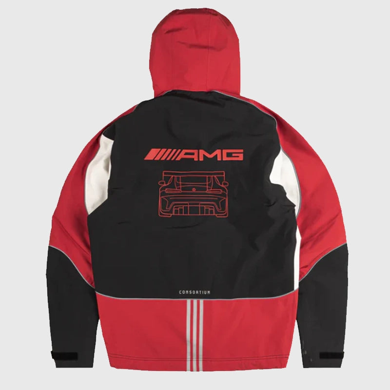 Adidas Consortium for Mercedes-AMG Motorsport Shell Jacket Jacket unisex detail view 2 | Dash Racegear — Adidas Consortium AMG Motorsport jacket with aerodynamic shell design