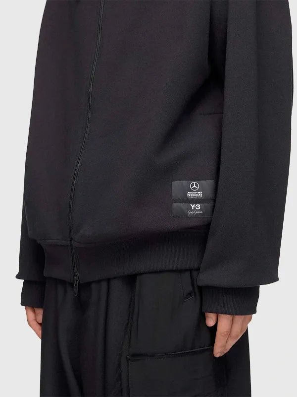 Y-3 x Mercedes-AMG F1 Zip Hoodie Hoodie unisex detail view 4 | Dash Racegear — Black 2026 Y-3 Mercedes-AMG F1 hoodie with full zip, ideal for casual layering or track-day wear.