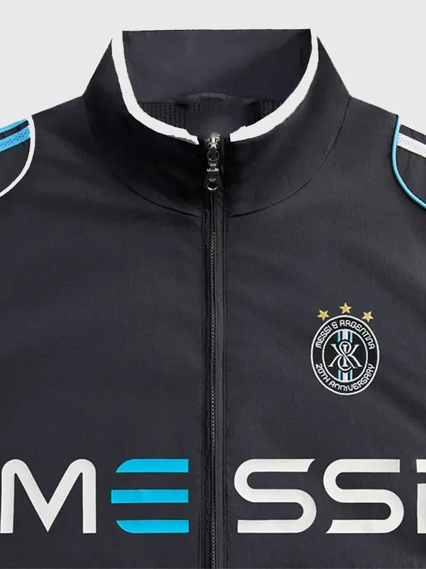 Kith & Messi for Adidas Football Track Jacket Jacket unisex detail view 4 | Dash Racegear — Unisex black zip-up jacket from Kith & Messi for Adidas 2026 collection with easy casual wear appeal.